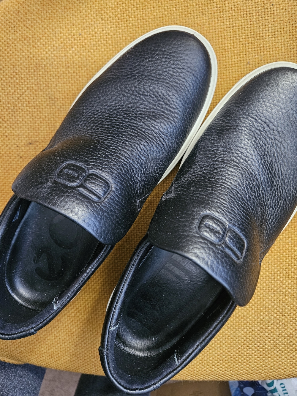 Womens Black Slip-On Leather Shoes